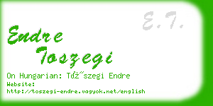 endre toszegi business card